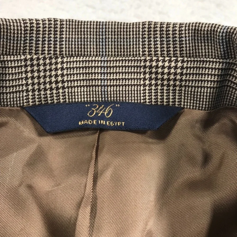 Brooks Brothers Blazer Jacket Men's 40R Wool Houndstooth Plaid 3 Button